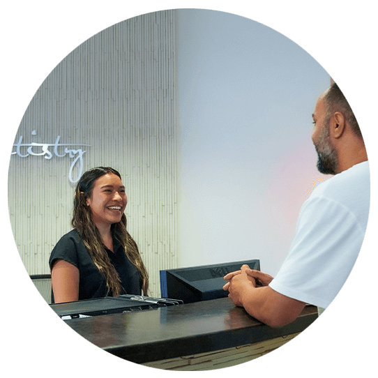 staff member greeting patient